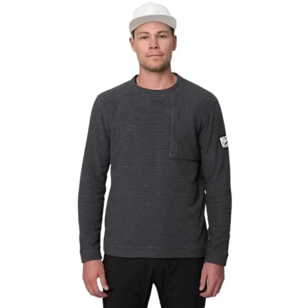 Strafe Tech Crew Fleece Grey & Black Stripes Long Sleeve Sweatshirt Mens Size S